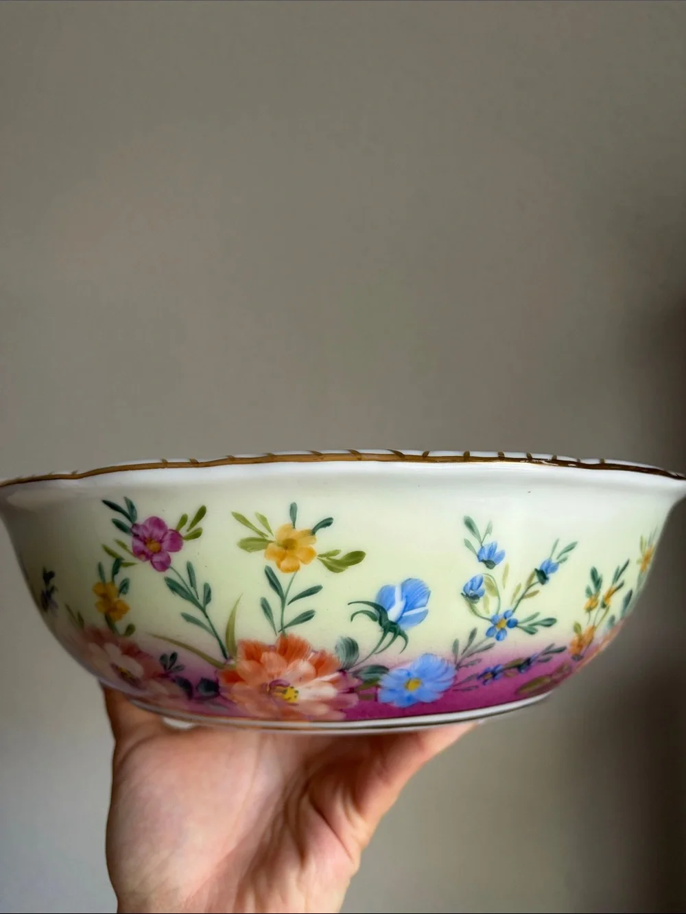 Limoges French Antique Hand Painted and Gilded Handed 10” Serving Bowl - Picture 4 of 14